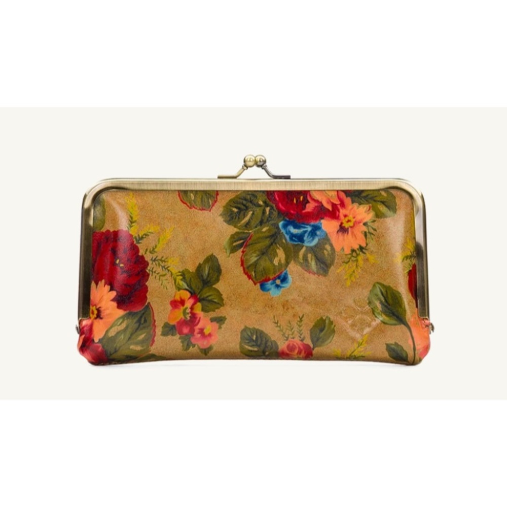 Patricia Nash Floral Leather Clutch Wallet in Tan, Red, Green, Blue